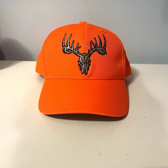 Outdoor Cap Hunters Hat Orange Deer Skull Antlers Adjustable Once Size Fits Most - Picture 1 of 7